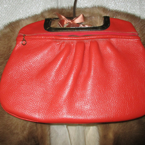 Justin Boots Bags Vtg 7s Justin Leather Brass Clutch Red Bag Omg
